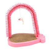 Maxbell Pet Cat Grooming Arch Massager Brush & Scratching Pad Toy w/ Catnip 3 Colors Pink