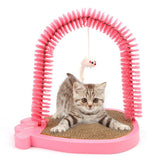 Maxbell Pet Cat Grooming Arch Massager Brush & Scratching Pad Toy w/ Catnip 3 Colors Pink