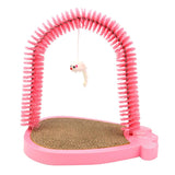 Maxbell Pet Cat Grooming Arch Massager Brush & Scratching Pad Toy w/ Catnip 3 Colors Pink