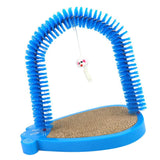 Maxbell Pet Cat Grooming Arch Massager Brush & Scratching Pad Toy w/ Catnip 3 Colors Blue