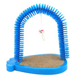 Maxbell Pet Cat Grooming Arch Massager Brush & Scratching Pad Toy w/ Catnip 3 Colors Blue