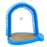 Maxbell Pet Cat Grooming Arch Massager Brush & Scratching Pad Toy w/ Catnip 3 Colors Blue