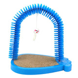 Maxbell Pet Cat Grooming Arch Massager Brush & Scratching Pad Toy w/ Catnip 3 Colors Blue