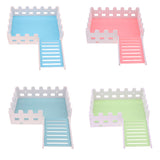 Maxbell 1 Pc Small Pet Hamster Hedgehog Parrot Wooden Ladder Platform Fence Pink