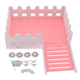 Maxbell 1 Pc Small Pet Hamster Hedgehog Parrot Wooden Ladder Platform Fence Pink