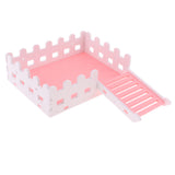 Maxbell 1 Pc Small Pet Hamster Hedgehog Parrot Wooden Ladder Platform Fence Pink