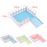 Maxbell 1 Pc Small Pet Hamster Hedgehog Parrot Wooden Ladder Platform Fence Pink
