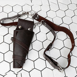 Maxbell Genuine Leather Hair Scissor Storage Case Salon Pet Hairdressing Tools Pouch Brown