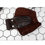 Maxbell Genuine Leather Hair Scissor Storage Case Salon Pet Hairdressing Tools Pouch Brown