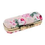 Maxbell Flower PU Lipstick Lip Gloss Case Storage Box Balm Holder with Mirror Beige