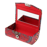 Maxbell Embroidery Jewelry Makeup Lipstick Holder Case with Mirror Claret