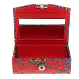 Maxbell Embroidery Jewelry Makeup Lipstick Holder Case with Mirror Claret