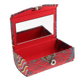 Maxbell Embroidery Jewelry Makeup Lipstick Holder Case with Mirror Claret