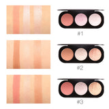 Maxbell 3 Colors Highlight Palette Blush Bright Contouring Bronze Cheeks Face Makeup 2#