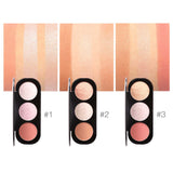 Maxbell 3 Colors Highlight Palette Blush Bright Contouring Bronze Cheeks Face Makeup 2#