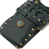 Maxbell PU Leather Barber Scissors Shears Combs Clips Tools Holder Pouch Waist Bag Green