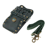 Maxbell PU Leather Barber Scissors Shears Combs Clips Tools Holder Pouch Waist Bag Green