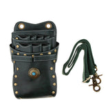 Maxbell PU Leather Barber Scissors Shears Combs Clips Tools Holder Pouch Waist Bag Green