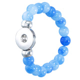 Maxbell 23cm Snap Button Bracelets Made of Colorful 18mm Resin Beads blue