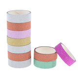 Maxbell Glitter Tape Shiny Colored Masking Tape Sticky Adhesive DIY Tape Pure Color