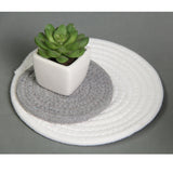 Maxbell 18cm Cotton Braided Round Table Placemat Heat Resistant Mat White