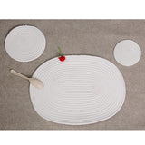 Maxbell 18cm Cotton Braided Round Table Placemat Heat Resistant Mat White