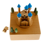 Maxbell Wooden Music Box Crafts Wind Up Toy Birthday Holiday Present - Blue Castle