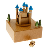 Maxbell Wooden Music Box Crafts Wind Up Toy Birthday Holiday Present - Blue Castle