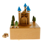 Maxbell Wooden Music Box Crafts Wind Up Toy Birthday Holiday Present - Blue Castle