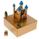 Maxbell Wooden Music Box Crafts Wind Up Toy Birthday Holiday Present - Blue Castle