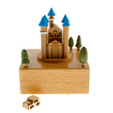 Maxbell Wooden Music Box Crafts Wind Up Toy Birthday Holiday Present - Blue Castle