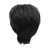 Maxbell Women Real Human Hair Wig Black Layered Straight Wig Hairpieces Heat Safe