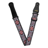 Maxbell 1 Piece Shoulder Embroidered Strap Belt for Acoustic Electric Guitar Red