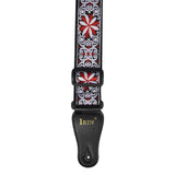 Maxbell 1 Piece Shoulder Embroidered Strap Belt for Acoustic Electric Guitar Red