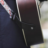 Maxbell 1 Piece Shoulder Embroidered Strap Belt for Acoustic Electric Guitar Red