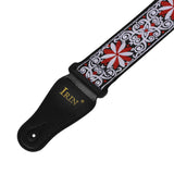 Maxbell 1 Piece Shoulder Embroidered Strap Belt for Acoustic Electric Guitar Red