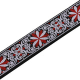 Maxbell 1 Piece Shoulder Embroidered Strap Belt for Acoustic Electric Guitar Red