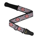 Maxbell 1 Piece Shoulder Embroidered Strap Belt for Acoustic Electric Guitar Red