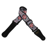 Maxbell 1 Piece Shoulder Embroidered Strap Belt for Acoustic Electric Guitar Red