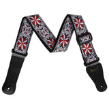 Maxbell 1 Piece Shoulder Embroidered Strap Belt for Acoustic Electric Guitar Red