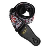 Maxbell 1 Piece Shoulder Embroidered Strap Belt for Acoustic Electric Guitar Red