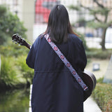 Maxbell 1 Piece Shoulder Embroidered Strap Belt for Acoustic Electric Guitar Red