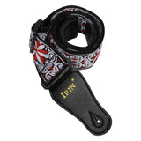 Maxbell 1 Piece Shoulder Embroidered Strap Belt for Acoustic Electric Guitar Red