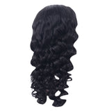 Maxbell Natural Synthetic Hair Black Long Fluffy Finger Curly Wavy Lace Front Wigs