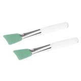 Maxbell 2Pcs Soft Silicone Facial Mask Mud Mixing Brushes Clear Handle Green