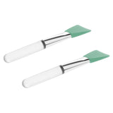 Maxbell 2Pcs Soft Silicone Facial Mask Mud Mixing Brushes Clear Handle Green