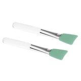 Maxbell 2Pcs Soft Silicone Facial Mask Mud Mixing Brushes Clear Handle Green