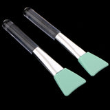 Maxbell 2Pcs Soft Silicone Facial Mask Mud Mixing Brushes Clear Handle Green