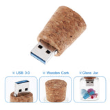 Maxbell Wooden Cork Glass Bottle U-Disk3.0 32GB Flash Drive Memory Stick Lovely Gift