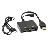 Maxbell HDMI to VGA and HDMI Female Splitter Adapter Cable Converter for HDTV PC